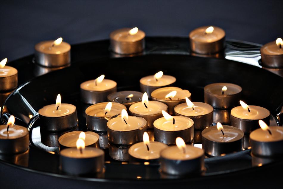 candles lit in the night