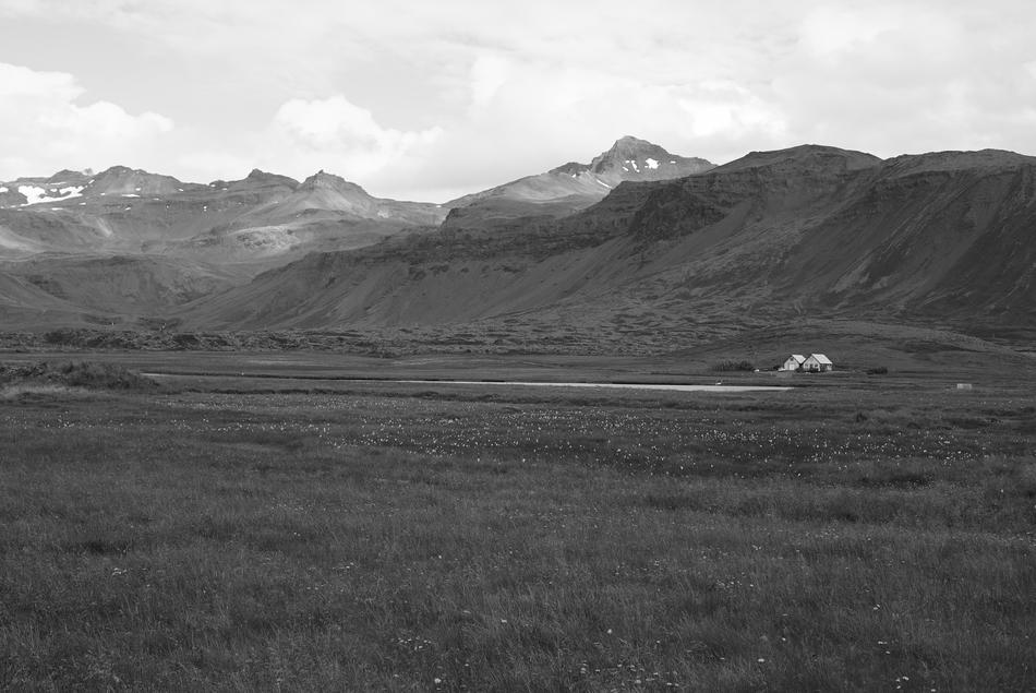 Icelandic mountains in black and white background