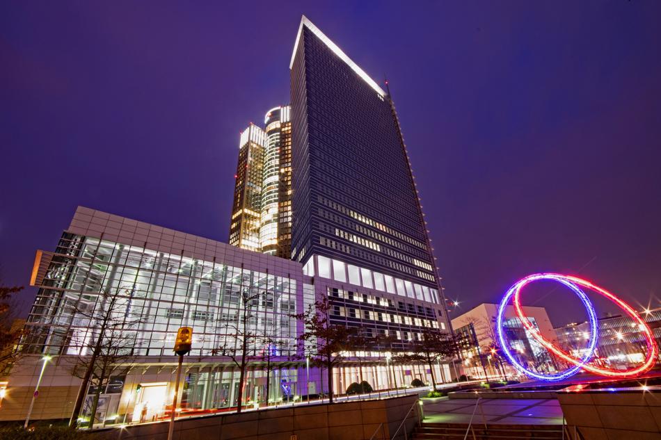 bright lights of the city at night