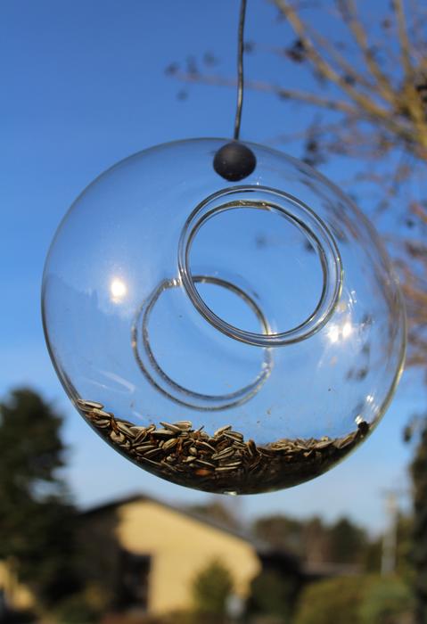 cute glass bird feeder