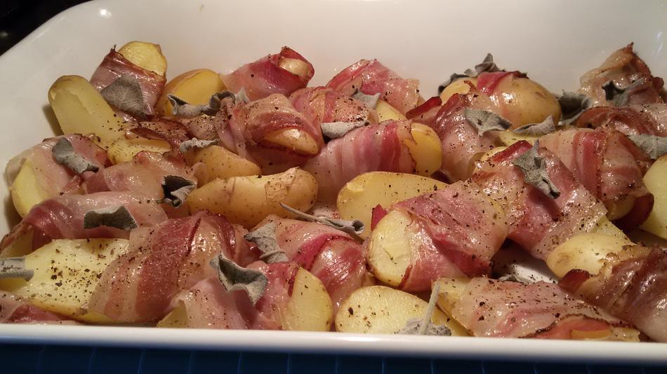 cooked meat and potatoes