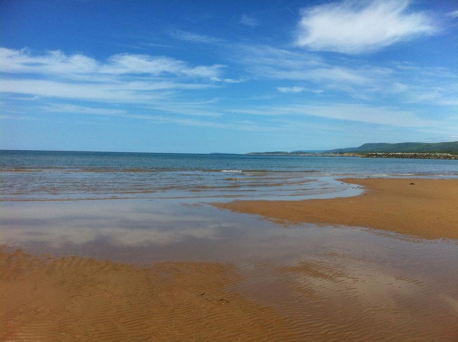 blue seascape with sand