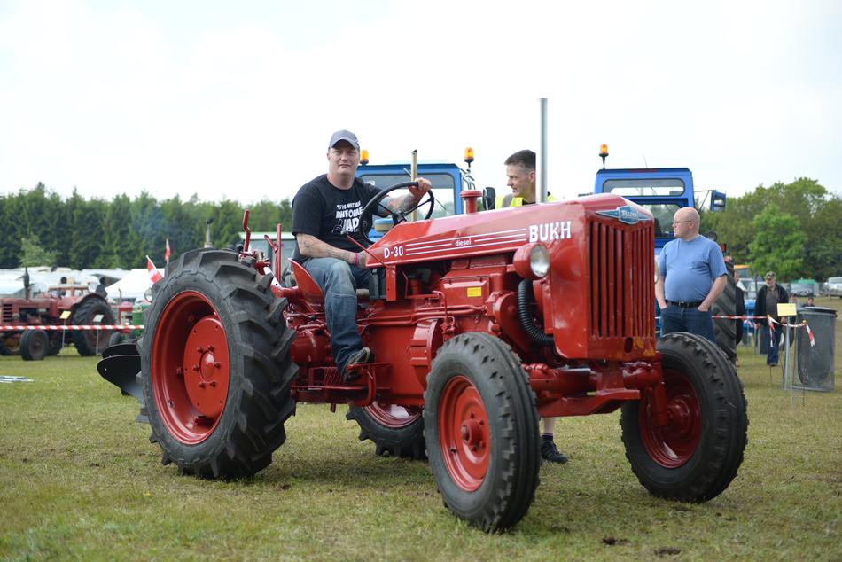 Man On Tractor Red Old