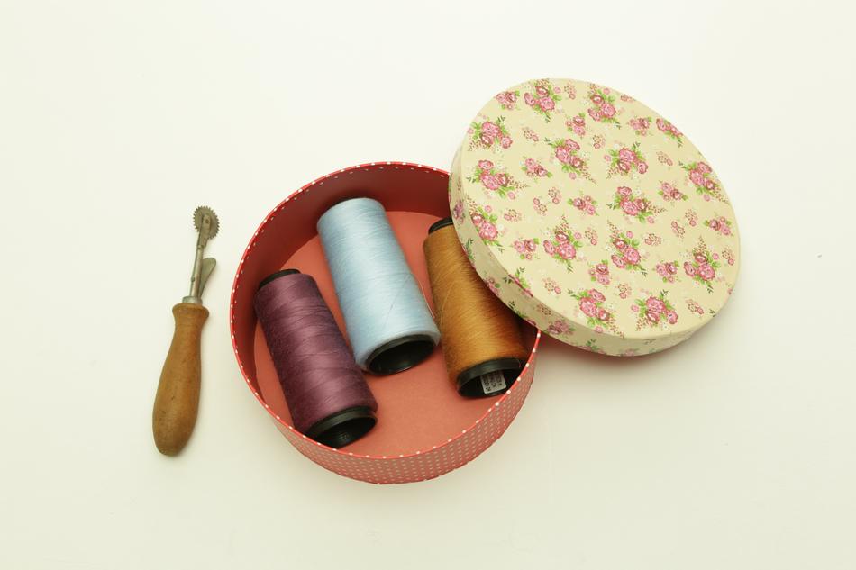threads folded up in a box
