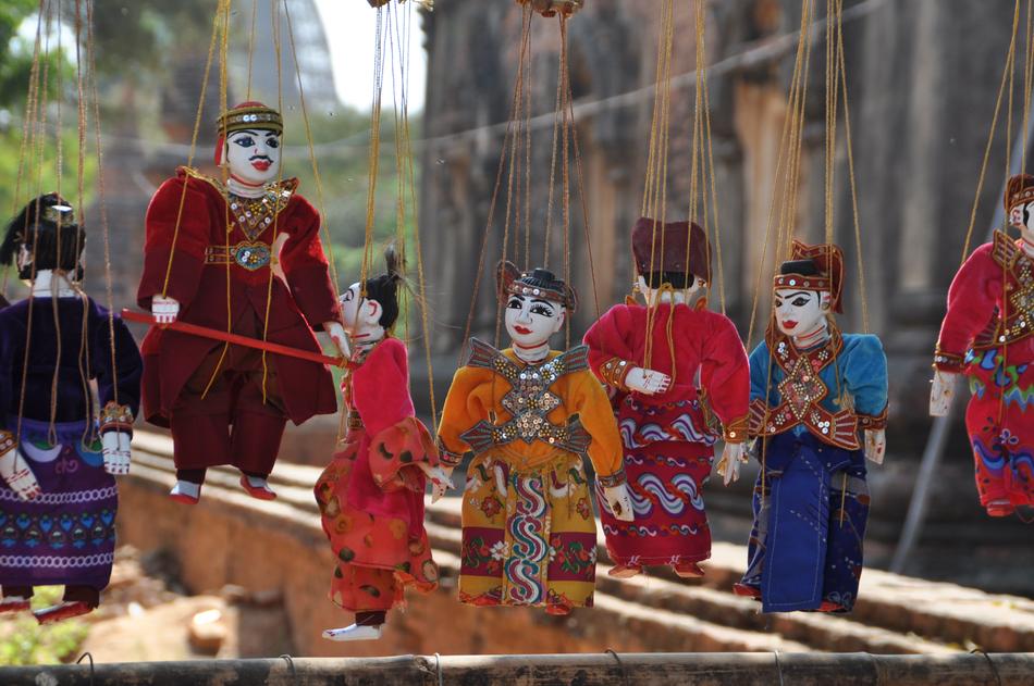 rag dolls in costumes