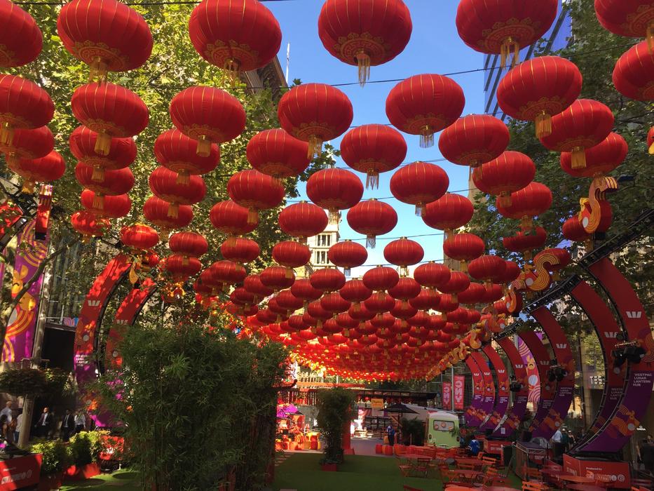 Chinese red lights in the sky