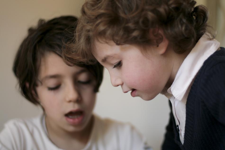 two schoolboy close up