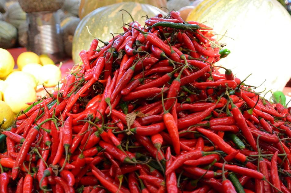 bunch of hot peppers