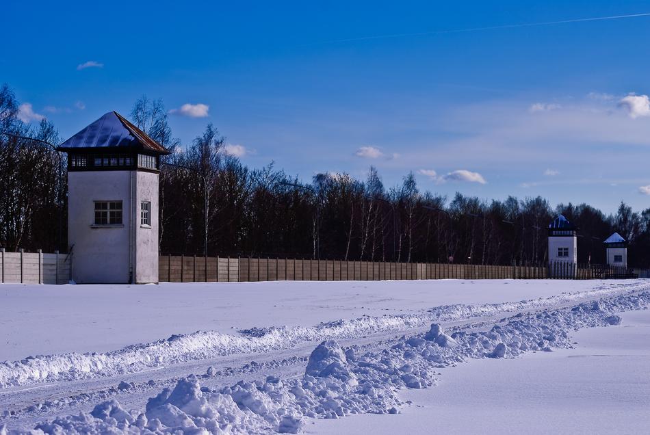 snowy weather with towers