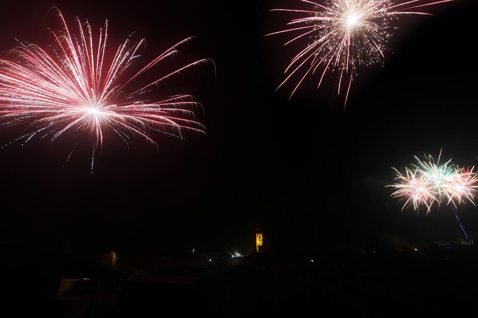 Dark Night Fireworks New year view