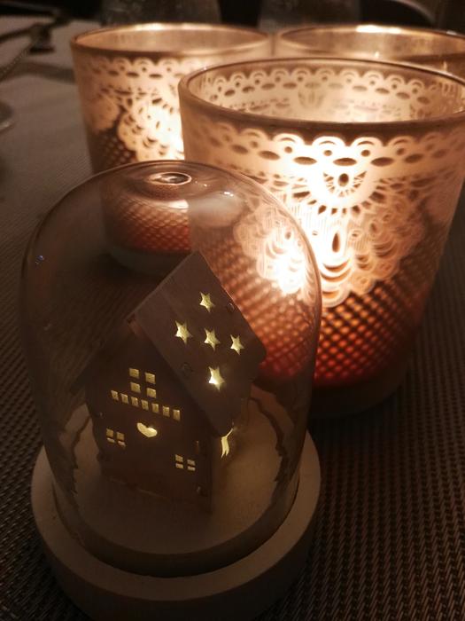 beautiful christmas candle on the table