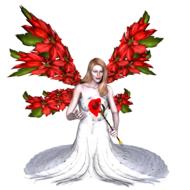 fairy girl with red wings as a drawing