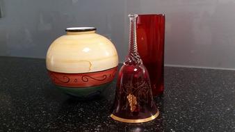 bell, vase and glass flower