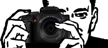 man camera photograph drwing