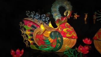 animal bird colorful paper lantern