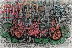 abstract graffiti with letters on the wall