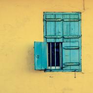 blue old Window Wooden