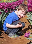 Boy Child Happy and flowers