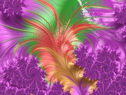 fractal purple green orange yellow drawing