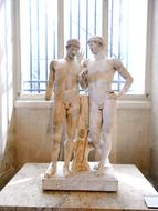 two young men standing together, classic marble sculpture, France, Paris