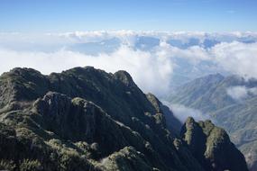 high mountains with clouds view