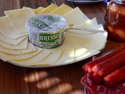 cheese platter with sauce