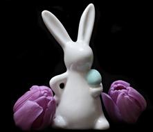 Tulips Flowers and Hare Easter ceramic