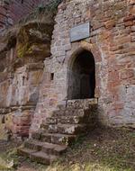 ruined brick castle in Alsace, France