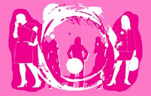 women pink silhouettes woman