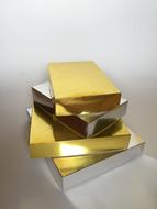 gold boxes on a white background