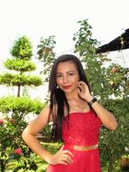 beauty Model red dress