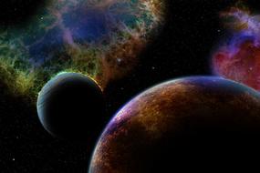 colorful planets in the sky of space