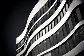 black and white, facade of a modern building in Dusseldorf