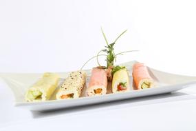 long rolls on a plate