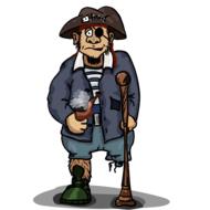 drawing of a pirate with one leg