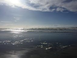 Pacific Ocean Beach at sunlight