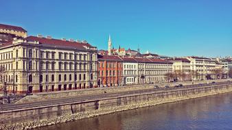 Historic Waterfront Buildings in Budapest, Hungary
