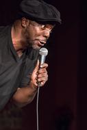 Comedian Face microphone, mortys comedy joint