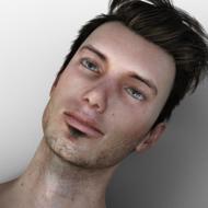 man, face as a 3d drawing