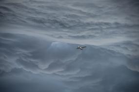 stormy weather with an airplane
