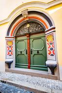 front door with patterns