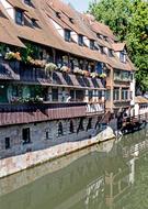 landscape of river and Nuremberg Fachwerkhaus