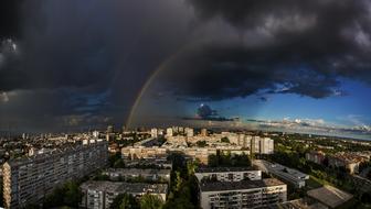 thunderclouds and rainbow over Zagreb