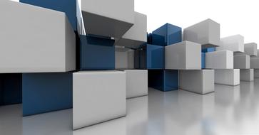 blue grey cube design modern