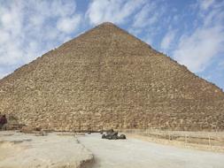 beautiful pyramid with clouds landscape