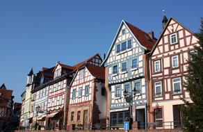 picturesque truss buildings in row, germany, Gelnhausen