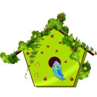 birdhouse avian green drawing