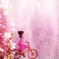 background girl bike scrapbooking drawing