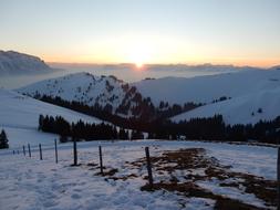 Alpine Mountains at sunset lighting