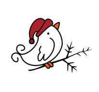 cartoon bird in winter hat